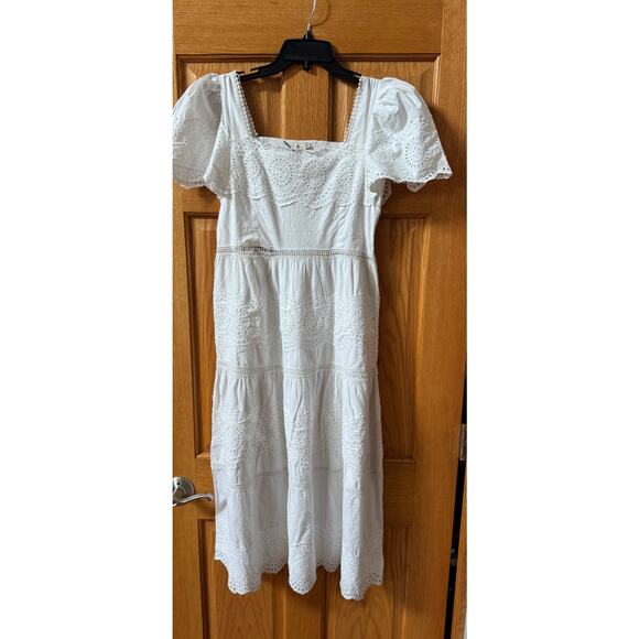 Barbour Joanne Eyelet Embroidered Tiered Cotton Midi Dress (see narrative & pics - Picture 4 of 7